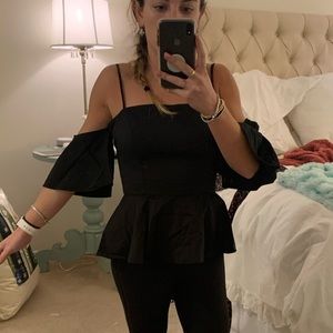 MILLY Black Peplum Off The Shoulder Blouse sz 4